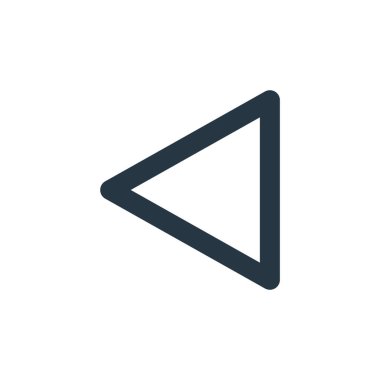 Kullanıcı arayüzü kavramından sol ok simgesi vektörü. Sol okun düzeltilebilir vuruşunun ince çizgisi. Web ve mobil uygulamalarda kullanmak için sol ok doğrusal işareti, logo, yazdırma ortamı.