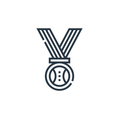Beyzbol konseptinden madalya ikonu vektörü. İnce çizgili, düzenlenebilir felç çizgisi. Web ve mobil uygulamalarda kullanım için madalya doğrusal işareti, logo, yazdırma medyası.