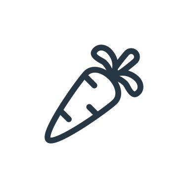 Video oyunu elemanları kavramından havuç ikonu vektörü. Düzenlenebilir havuç vuruşunun ince bir çizgisi. Web ve mobil uygulamalarda kullanmak için havuç doğrusal işareti, logo, yazdırma ortamı.