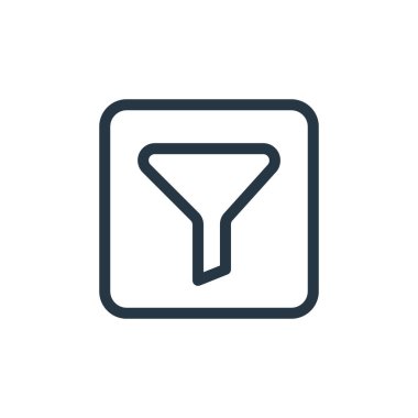 Ekommerce çizgisi konseptinden ikon vektörünü filtrele. İnce çizgili, düzenlenebilir felç çizgisi. Web ve mobil uygulamalarda kullanmak için doğrusal işareti filtrele, logo, yazdırma ortamı.