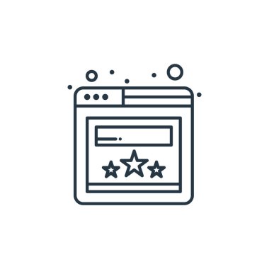 Dijital pazarlama kavramından tarayıcı simgesi vektörü. Tarayıcı düzenlenebilir vuruşunun ince çizgisi. Web ve mobil uygulamalarda kullanmak için tarayıcı doğrusal imzası, logo, yazdırma ortamı.