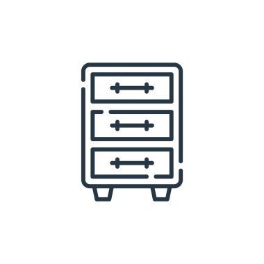 Ofis kavramından kabine ikonu vektörü. İnce çizgili düzenlenebilir felç çizgisi. Web ve mobil uygulamalarda kullanım için dolap doğrusal işareti, logo, yazdırma ortamı.