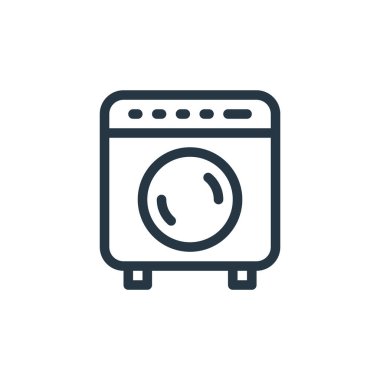 Günlük hayattaki ikon taşıyıcıları yıkamak konsepti uyandırır. Yıkanabilir felcin ince bir çizgisi. Web ve mobil uygulamalarda kullanmak için lineer işaret, logo, yazdırma medyası.