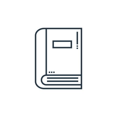 Okul konseptinden bir ikon vektörü. Düzenlenebilir kitap vuruşunun ince çizgisi. Web ve mobil uygulamalarda kullanmak için kitap doğrusal işareti, logo, yazdırma ortamı.