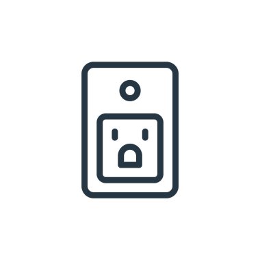 Smarthome konseptinden soket ikon vektörü. İnce çizgili düzenlenebilir felç çizgisi. Web ve mobil uygulamalarda kullanmak için soket doğrusal işareti, logo, yazdırma ortamı.