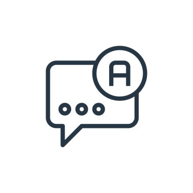 Çevrimiçi iş iletişimi konseptinden sohbet balonu ikonu vektörü. Sohbet baloncuğu düzenlenebilir vuruşunun ince çizgisi. Web ve mobil uygulamalar, logo ve yazdırma ortamlarında kullanmak için sohbet baloncuğu doğrusal işareti.