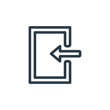 Çeşitli kavramlardan giriş simgesi vektörü. Düzenlenebilir darbenin ince çizgisi. Web ve mobil uygulamalarda kullanmak için giriş doğrusal imzası, logo, yazdırma ortamı.