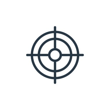 Spor konseptindeki hedef ikon vektörü. Düzenlenebilir vuruşun ince çizgisi. Web ve mobil uygulamalarda kullanmak için hedef doğrusal işareti, logo, yazdırma ortamı.