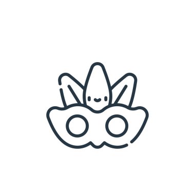 Parti ve kutlama konseptinden maske ikonu vektörü. İnce çizgili, düzenlenebilir felç çizgisi. Web ve mobil uygulamalarda kullanmak için maske doğrusal işareti, logo, yazdırma ortamı.