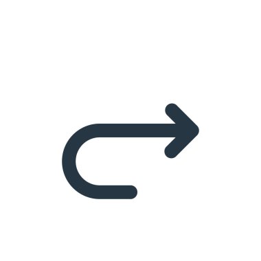 ok kavramından sağa simge vektörünü çevir. Düzenlenebilir sağ vuruşun ince çizgisi. Web ve mobil uygulamalar, logo ve yazdırma ortamlarında kullanmak için sağ doğrusal işareti döndür.