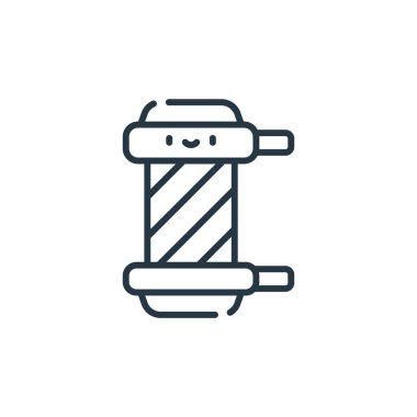 Berber dükkanı kavramından berber direği ikonu vektörü. İnce çizgili, düzenlenebilir berber direği vuruşu. Web ve mobil uygulamalarda kullanmak için berber direği doğrusal işareti, logo, yazdırma ortamı.