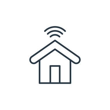 Akıllı ev konseptinden akıllı ev ikonu vektörü. Akıllı ev düzenlenebilir vuruşunun ince bir çizgisi. Web ve mobil uygulamalarda kullanmak için akıllı ev doğrusal işareti, logo, yazdırma ortamı.