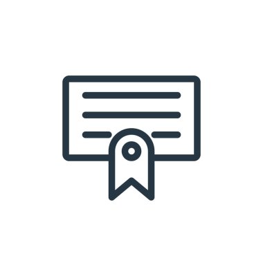 İş konseptinden sertifika ikonu vektörü. Düzenlenebilir felç sertifikasının ince çizgisi. Web ve mobil uygulamalarda kullanmak için sertifika doğrusal işareti, logo, yazdırma ortamı.
