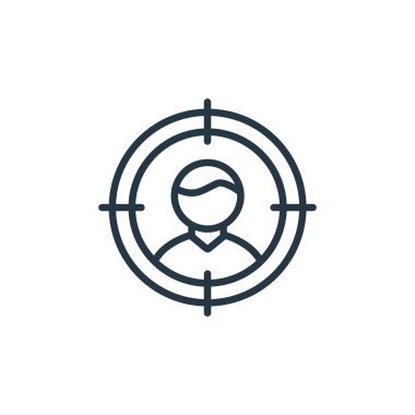 Seo ve web sitesi konseptinden hedef ikon vektörü. Düzenlenebilir vuruşun ince çizgisi. Web ve mobil uygulamalarda kullanmak için hedef doğrusal işareti, logo, yazdırma ortamı.