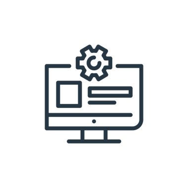 Finans ve iş konseptinden web yöneticisi ikon vektörü. Düzenlenebilir web yöneticisinin ince çizgisi. Web ve mobil uygulamalar, logo, yazdırma için web yöneticisi doğrusal imzası