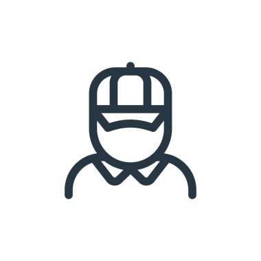 Amerikan futbolu konseptindeki koç ikon vektörü. Koç 'un düzenlenebilir vuruşunun ince çizgisi. Web ve mobil uygulamalarda kullanım için koç doğrusal işareti, logo, yazdırma ortamı.