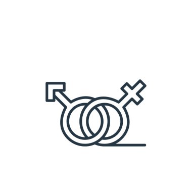 Kadın Günü konseptindeki cinsiyet simgesi vektörü. İnce çizgili cinsiyet tabelaları düzenlenebilir felç. Web ve mobil uygulamalar, logo ve yazdırma ortamlarında kullanım için cinsiyet işareti doğrusal işareti.