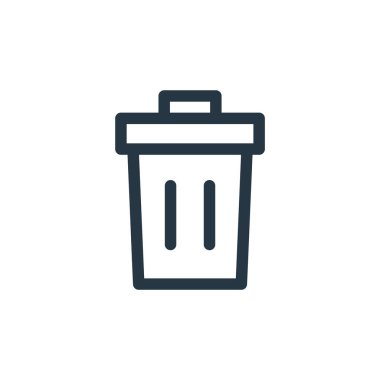 Muhtelif kavramlardan çöp kutusu ikonu vektörü. Düzenlenebilir çöp tenekesinin ince çizgisi. Web ve mobil uygulamalarda kullanmak için çöp kutusu doğrusal işareti, logo, yazdırma ortamı.