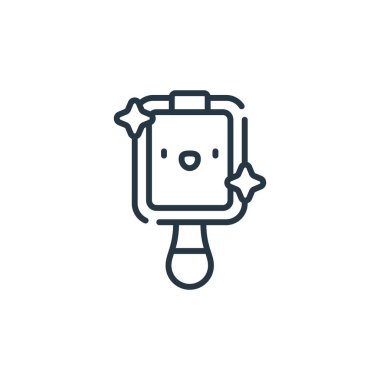 Dişçi konseptinden ikon vektörü. İnce çizgili ayna dekoltesi çizimi. Web ve mobil uygulamalarda kullanmak için ayna doğrusal işareti, logo, yazdırma ortamı.