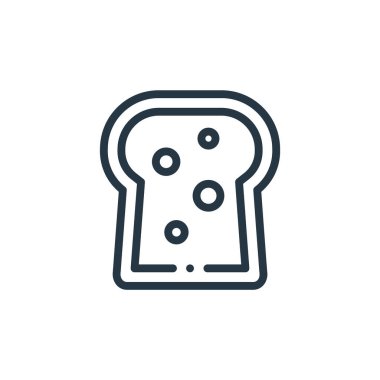 Beslenme konseptinden ekmek ikonu vektörü. Düzenlenebilir ekmek felcinin ince bir çizgisi. Web ve mobil uygulamalarda kullanmak için ekmek doğrusal işareti, logo, yazdırma ortamı.