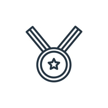 Okul ve eğitim hattı konseptinden madalya ikonu vektörü. İnce çizgili, düzenlenebilir felç çizgisi. Web ve mobil uygulamalarda kullanım için madalya doğrusal işareti, logo, yazdırma medyası.