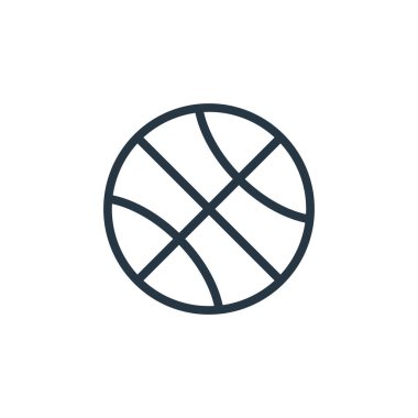 Basketbol konseptinden bir ikon vektör. Kurgulanabilir basketbol vuruşunun ince çizgisi. İnternet ve mobil uygulamalarda kullanım için basketbol lineer işareti, logo, yazdırma medyası.