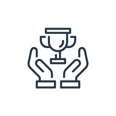 İş konseptinden ödül ikonu vektörü. İnce çizgili, düzenlenebilir felç çizgisi. Web ve mobil uygulamalarda kullanım için ödül doğrusal işareti, logo, yazdırma medyası.