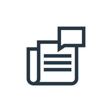 Mesaj konseptinden gazete simgesi vektörü. İnce çizgili gazete baskısı çizimi. Web ve mobil uygulamalarda kullanmak için gazete doğrusal işareti, logo, yazdırma medyası.