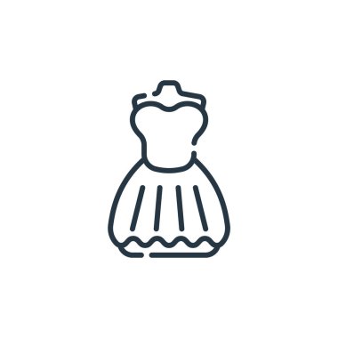 Etkinlik konseptinden ikon taşıyıcı giyin. Düzenlenebilir darbenin ince bir çizgisi. Web ve mobil uygulamalarda kullanmak için doğrusal giyim tabelası, logo, yazdırma ortamı.