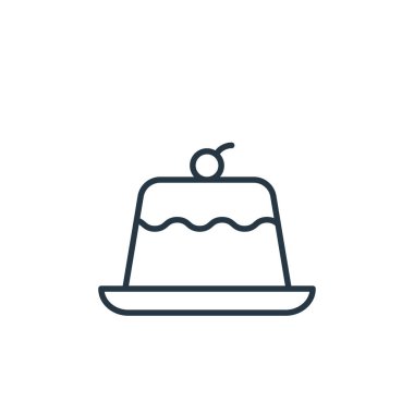 Pastane konseptinden puding ikonu vektörü. Düzenlenebilir puding vuruşunun ince bir çizgisi. İnternet ve mobil uygulamalarda kullanmak için puding doğrusal işareti, logo, yazdırma ortamı.