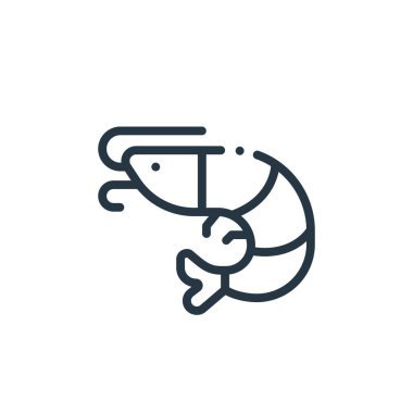 Beslenme konseptinden karides ikonu vektörü. Düzenlenebilir karides felcinin ince bir çizgisi. Web ve mobil uygulamalarda kullanmak için karides doğrusal işareti, logo, yazdırma ortamı.