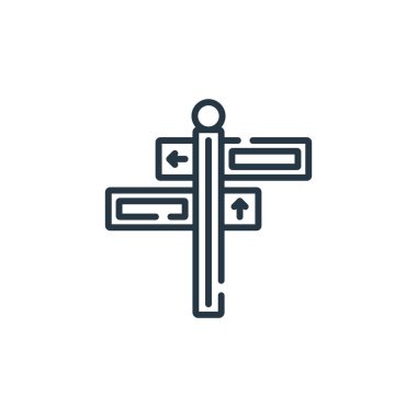 Kamu hizmetleri kavramındaki yön ikonu vektörü. Düzenlenebilir vuruşların ince çizgisi. Web ve mobil uygulamalarda kullanım için doğrusal işaret, logo, yazdırma ortamı.