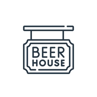 İrlanda konseptindeki bar ikonu vektörü. İnce çizgili düzenlenebilir felç çizgisi. Web ve mobil uygulamalarda kullanmak için çubuk doğrusal işareti, logo, yazdırma ortamı.