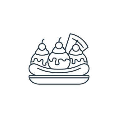 Doğum günü partisi konseptinden dondurma ikonu vektörü. Düzenlenebilir dondurma felcinin ince bir çizgisi. Web ve mobil uygulamalarda kullanmak için dondurma doğrusal işareti, logo, yazdırma ortamı.