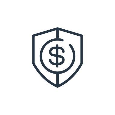 Finans ve iş konseptindeki güvenlik ikonu vektörü. İnce çizgili, düzenlenebilir güvenlik felci çizgisi. Web ve mobil uygulamalarda kullanmak için güvenlik doğrusal işareti, logo, yazdırma ortamı.