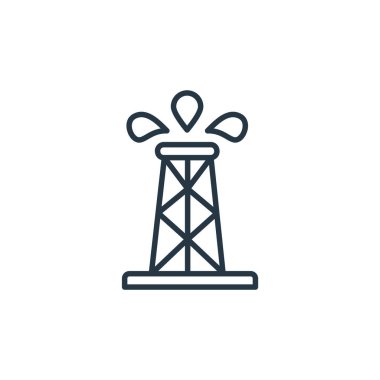 Petrol endüstrisi konseptinin petrol sondaj ikonu taşıyıcısı. Yağ sondajının düzenlenebilir vuruşunun ince çizgisi. Web ve mobil uygulamalar, logo ve yazdırma ortamlarında kullanılmak üzere petrol sondajı doğrusal işareti.