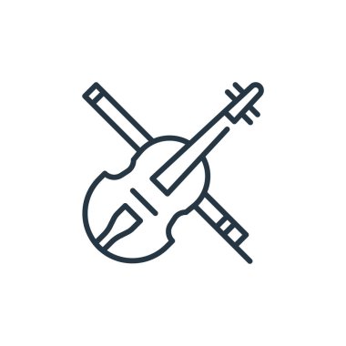 Cinco de mayonez konseptinden keman ikonu vektörü. Düzenlenebilir keman vuruşunun ince bir çizgisi. Web ve mobil uygulamalarda kullanmak için keman doğrusal işareti, logo, yazdırma ortamı.