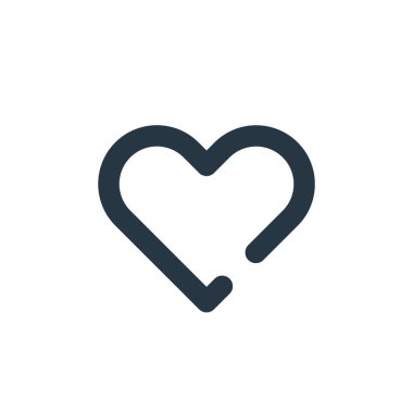 Kullanıcı arayüzü kavramından kalp ikonu vektörü. Kalp krizinin ince bir çizgisi. Web ve mobil uygulamalarda kullanmak için kalp doğrusal işareti, logo, yazdırma ortamı.