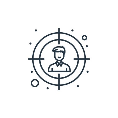Strateji kavramından izleyici ikonu vektörü. Seyircinin düzenlenebilir vuruşlarının ince bir çizgisi. Web ve mobil uygulamalarda kullanım için izleyici doğrusal işareti, logo, yazdırma ortamı.