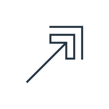 Ok konseptinden köşegen ok ikonu vektörü. Düzenlenebilir okun ince çizgi çizimi. Web ve mobil uygulamalarda kullanmak için çapraz ok doğrusal işareti, logo, yazdırma ortamı.