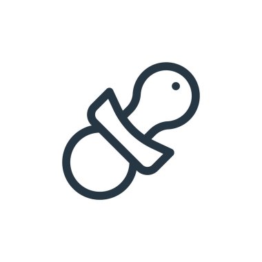 Bebek partisi konseptinden emzik ikonu vektörü. Emzik yenilebilir felcin ince çizgisi. Web ve mobil uygulamalarda kullanmak için emzik doğrusal işareti, logo, yazdırma ortamı.