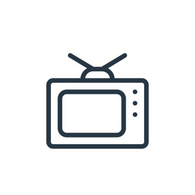 Yaşlılık konseptinden televizyon ikonu vektörü. Düzenlenebilir televizyon felcinin ince bir çizgisi. İnternet ve mobil uygulamalarda kullanmak için televizyon doğrusal işareti, logo, yazdırma ortamı.