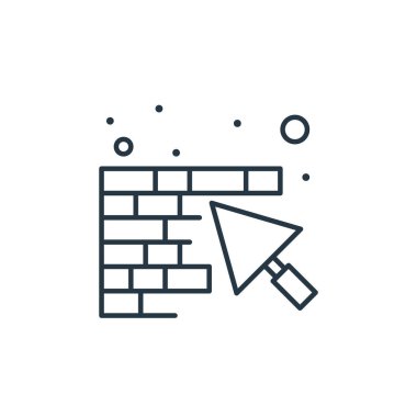 İşçi Bayramı konseptinden duvar ikonu vektörü. Duvarda düzenlenebilir inmenin ince bir çizgisi. Web ve mobil uygulamalarda kullanmak için duvar doğrusal işareti, logo, yazdırma ortamı.