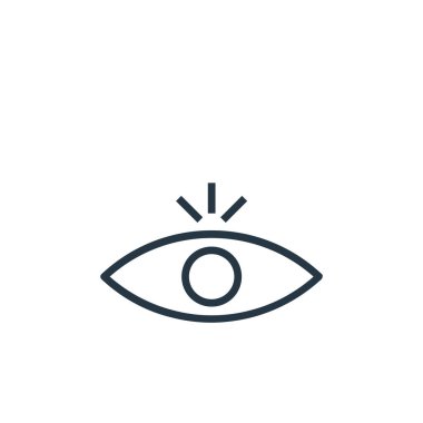 Vizyon ikonu bankacılık ve finans konseptinden. Görüş açısının düzenlenebilir darbelerinin ince çizgisi. Web ve mobil uygulamalarda kullanmak için görme doğrusal işareti, logo, yazdırma ortamı.