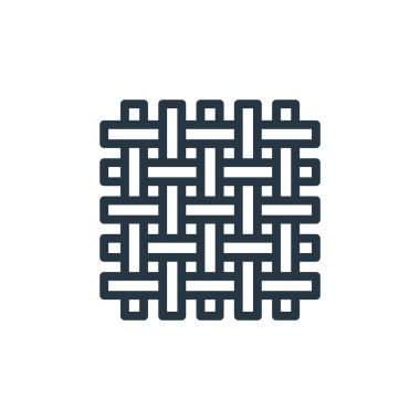 kumaş konseptinden örülmüş simge vektörü. İnce çizgili düzenlenebilir felç çizgisi. Web ve mobil uygulamalarda kullanım için dokuma doğrusal işaret, logo, yazdırma ortamı.