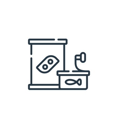 Süpermarket konseptinden konserve gıda ikonu vektörü. Düzenlenebilir konserve yemek vuruşunun ince bir çizgisi. Web ve mobil uygulamalarda kullanmak için konserve yiyecek doğrusal işareti, logo, yazdırma ortamı.