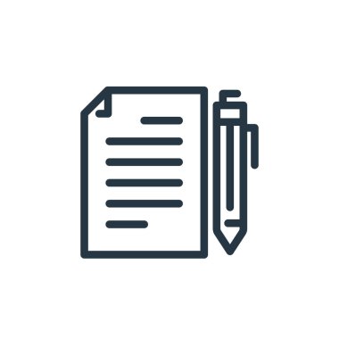 iş konseptinden belge ikonu vektörü. Düzenlenebilir felcin ince çizgisi. Web ve mobil uygulamalarda kullanmak için doküman doğrusal imzası, logo, yazdırma ortamı.