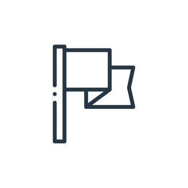 Amerikan futbolu konseptindeki bayrak ikonu vektörü. Düzenlenebilir bayrak vuruşunun ince çizgisi. Web ve mobil uygulamalarda kullanım için bayrak doğrusal işareti, logo, yazdırma ortamı.