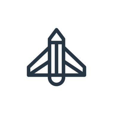 grafik tasarım konseptinden hava düzlemi ikonu vektörü. Uçakla düzenlenebilir vuruşun ince çizgisi. Web ve mobil uygulamalarda kullanmak için uçak doğrusal işareti, logo, yazdırma ortamı.