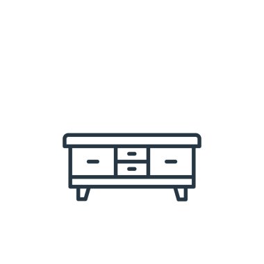 Mobilya konseptinden ikon vektörü. Büfede düzenlenebilir felcin ince bir çizgisi. Web ve mobil uygulamalarda kullanmak için büfe doğrusal işareti, logo, yazdırma ortamı.